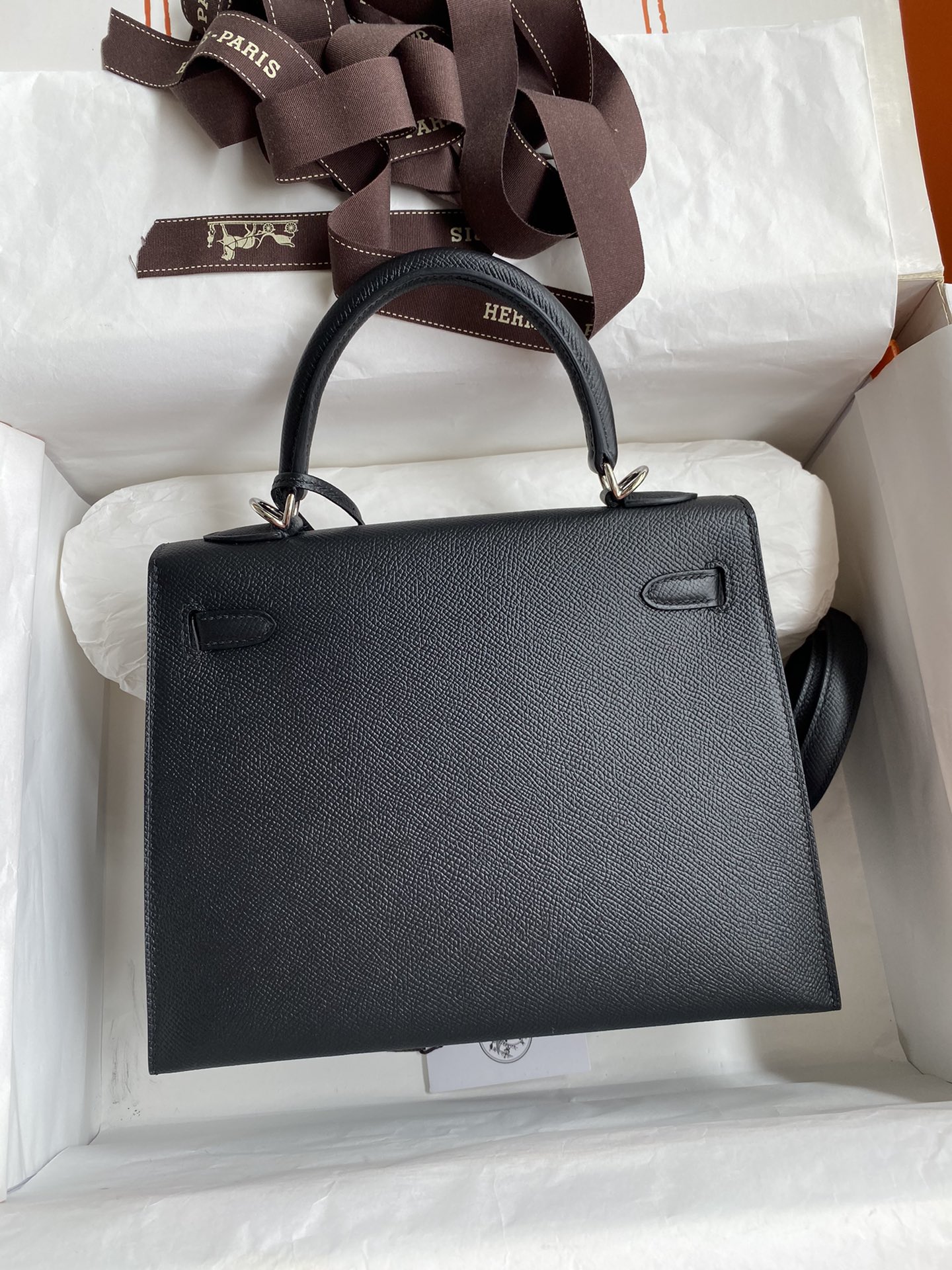 Hermes Kelly 25cm Handbag Shoulder Bag in Black Epsom Leather